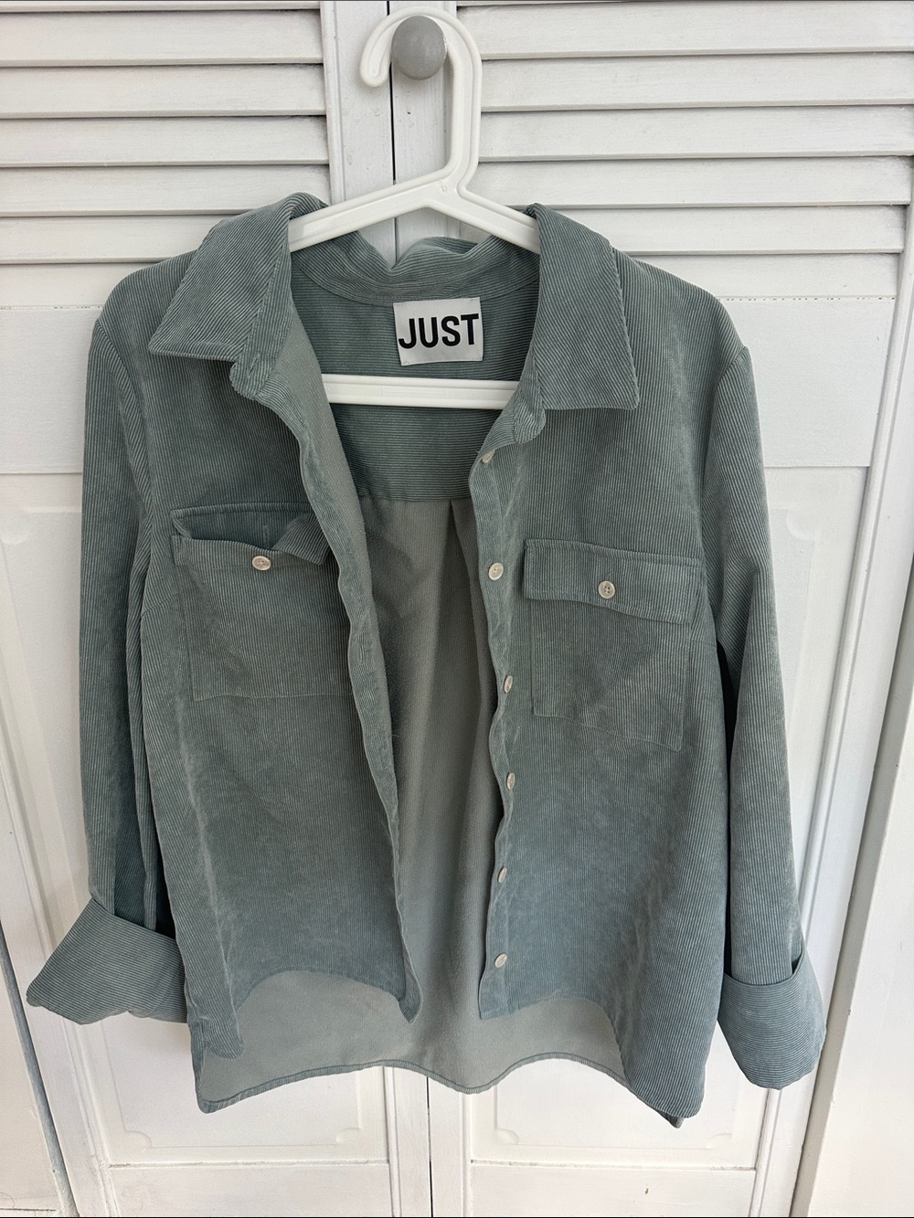 Women's Corduroy Button-Up Jacket in Sage Green